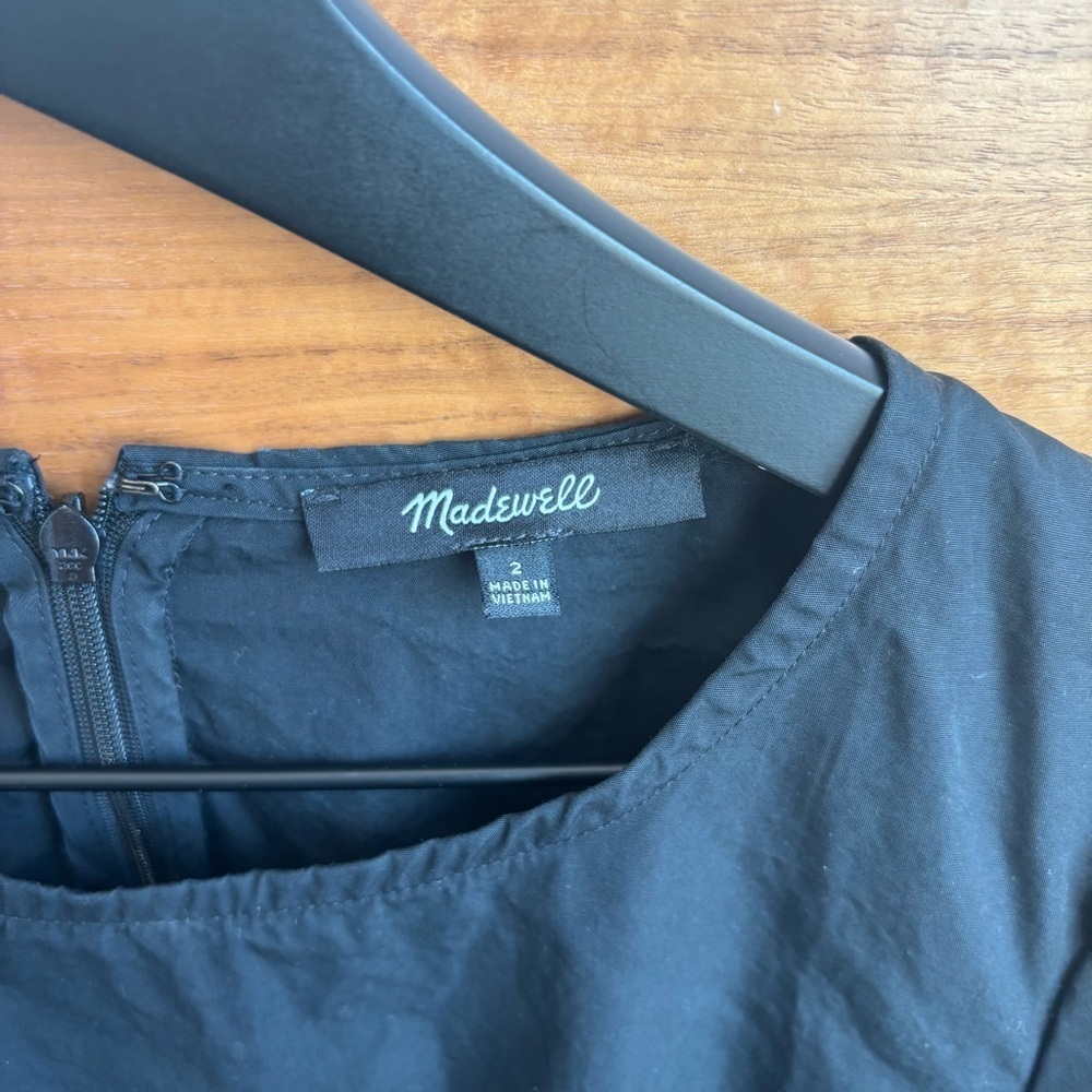 Madewell Poplin Crewneck Bubble-Sleeve Mini Dress, Size 2 - Picture 8 of 14